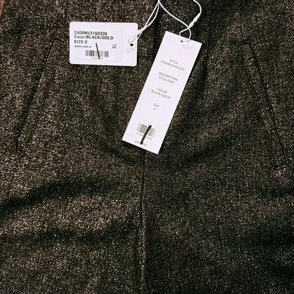 NWT Veronica Beard Metallic Black Stila Pant - Picture 8 of 9